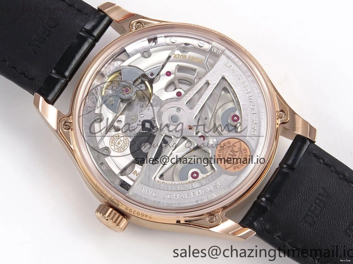 MIROTIME 0110 Portugieser Automatic 42mm RG APSF 1:1 Best Edition Black Dial on Black Leather Strap A Original 7007